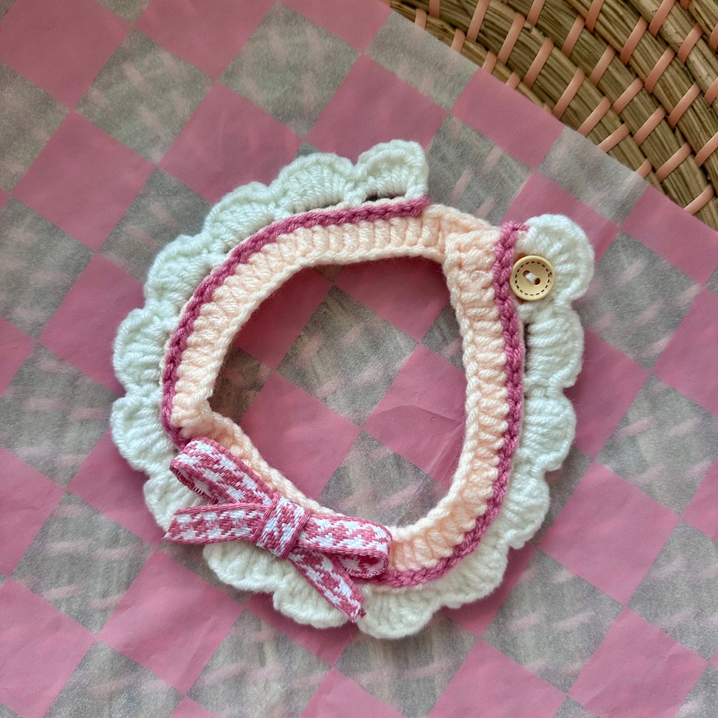 Pink Scalloped Edge Soft Knitted Dog Collar - Goodest Girl