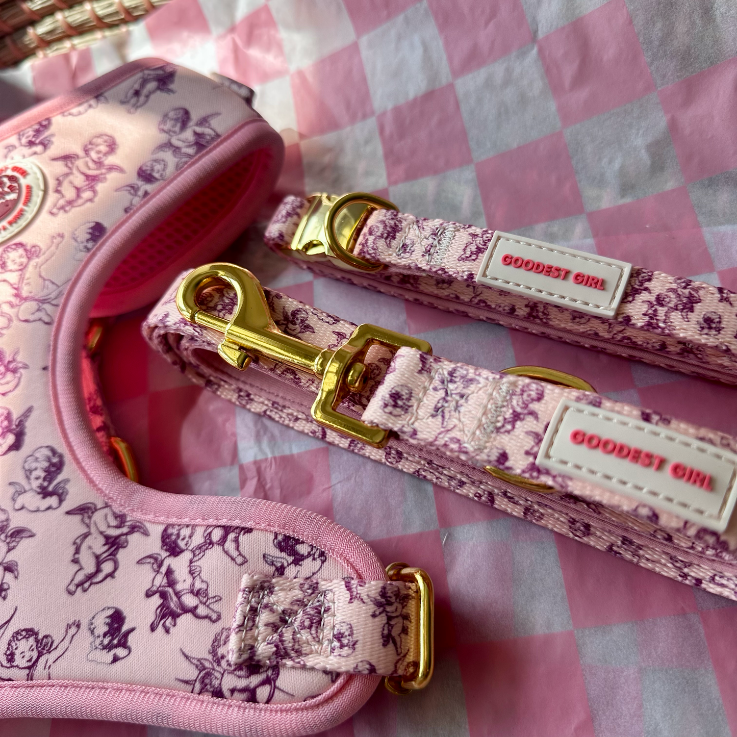 Cupid's Pup Dog Harness, Collar & Lead Bundle - Goodest Girl