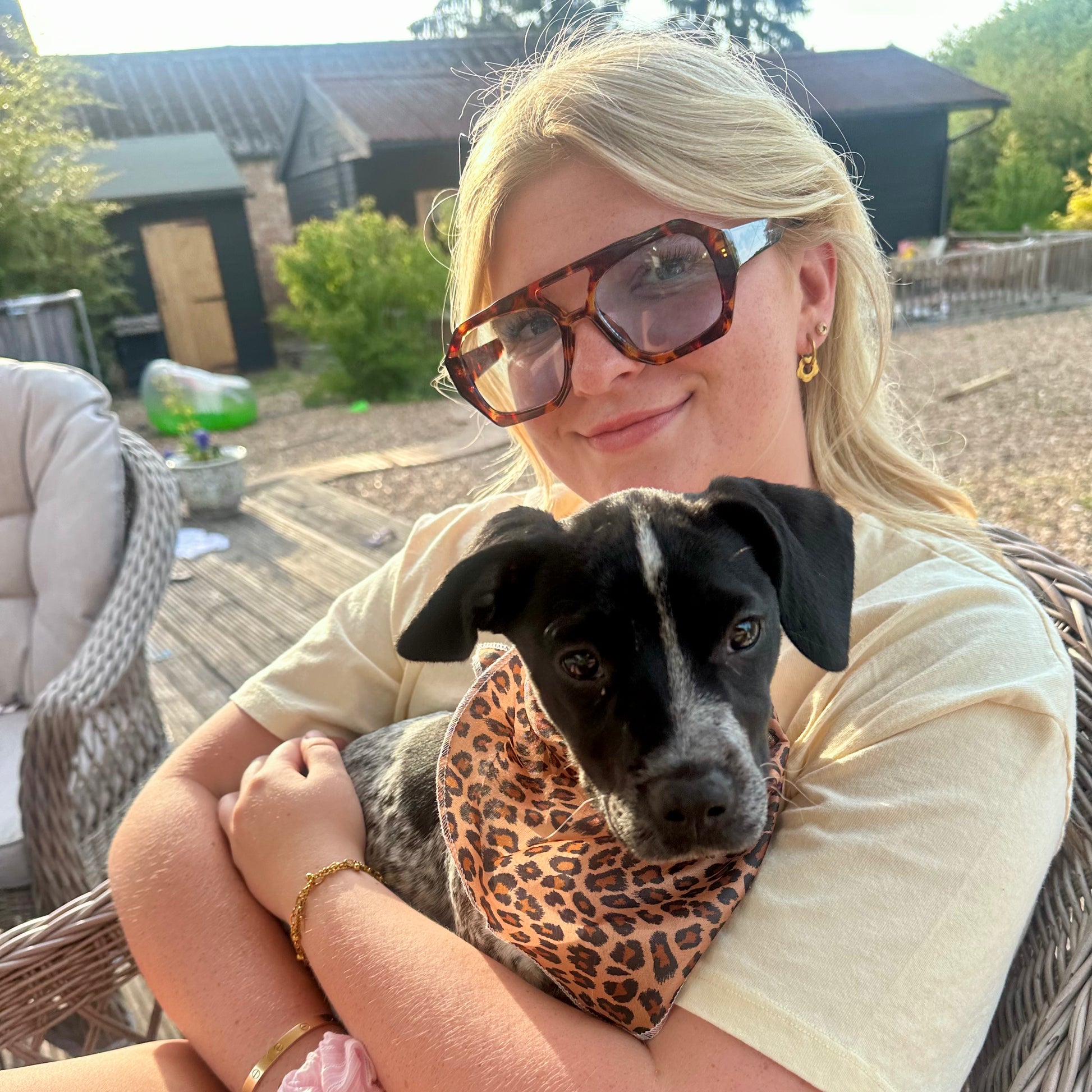 Brown Leopard Print Tie Up Dog Bandana - Goodest Girl