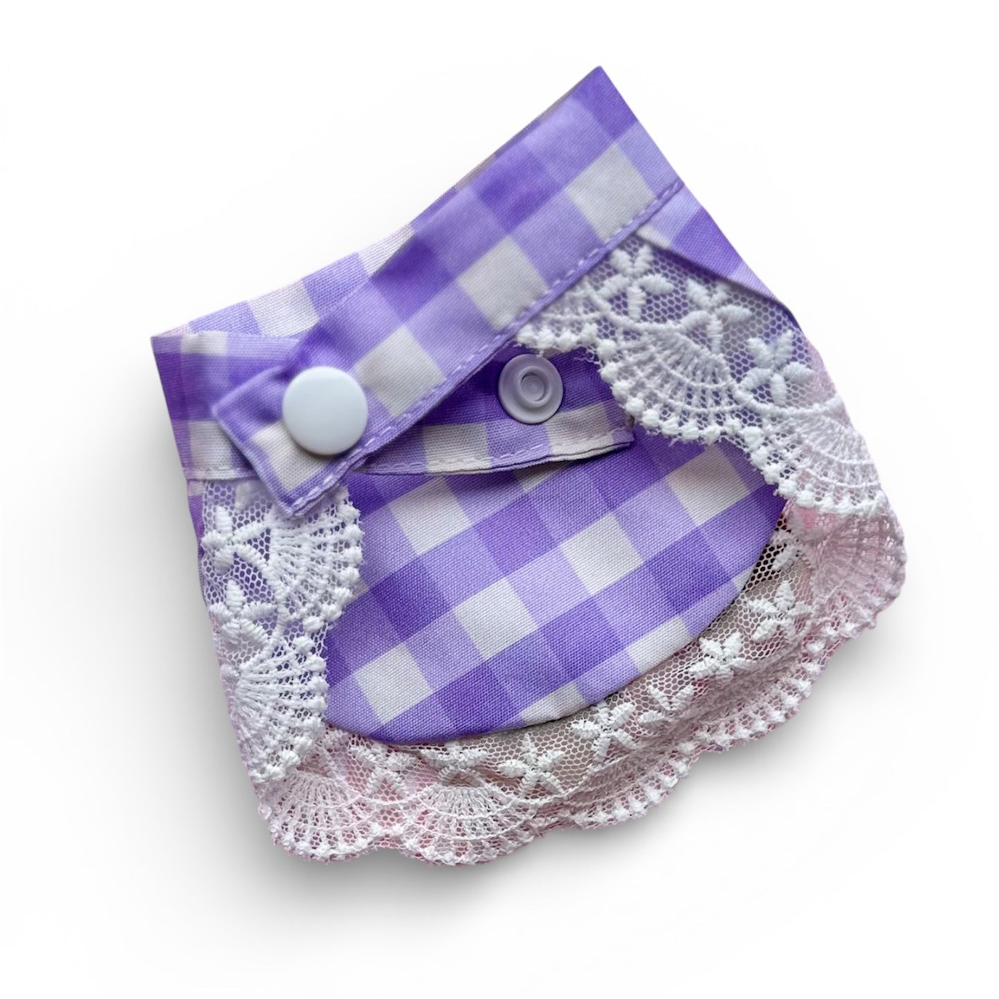 Lilac Gingham Dog Bandana With Patchwork Cherry