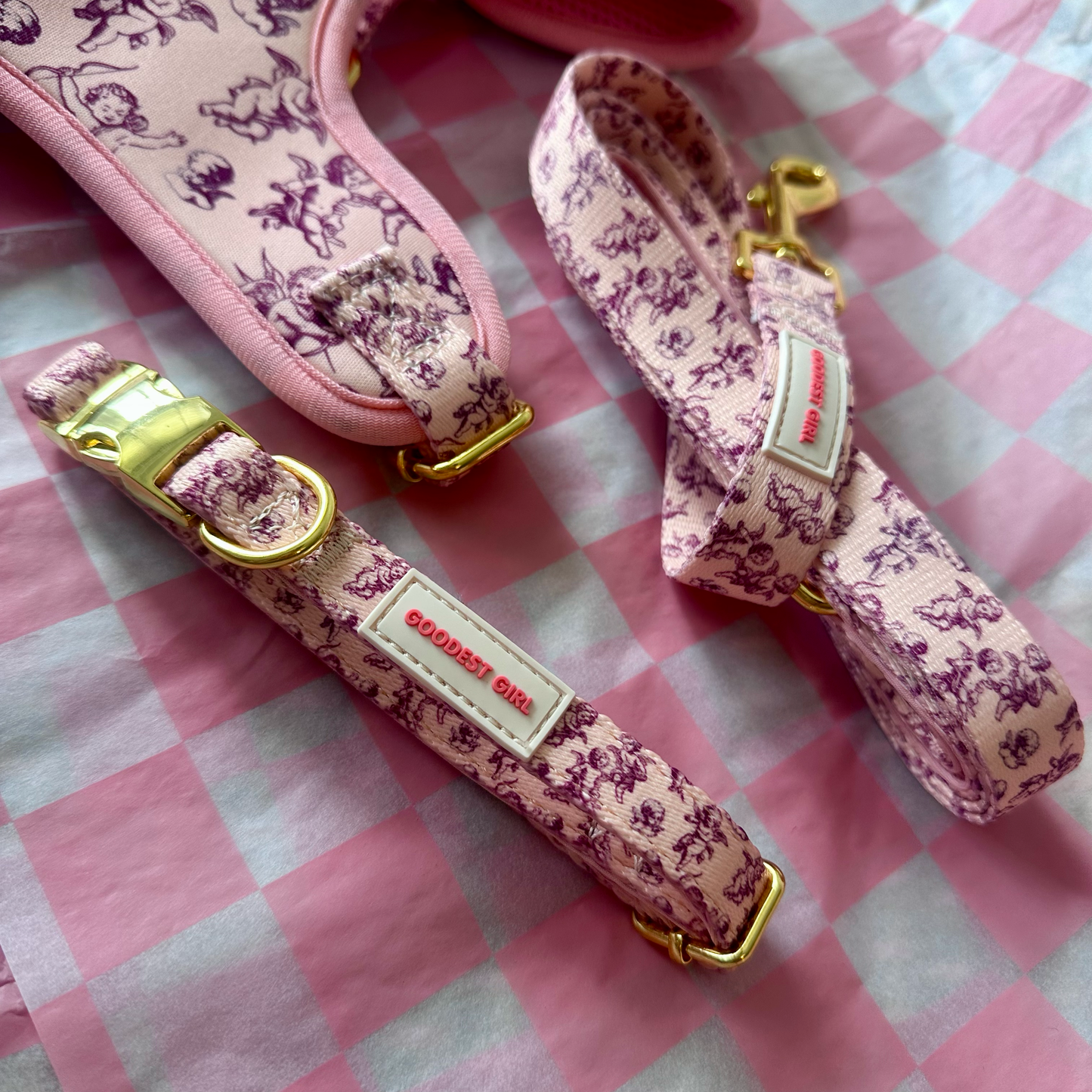 Cupid's Pup Dog Harness, Collar & Lead Bundle - Goodest Girl