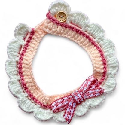Pink Scalloped Edge Soft Knitted Dog Collar