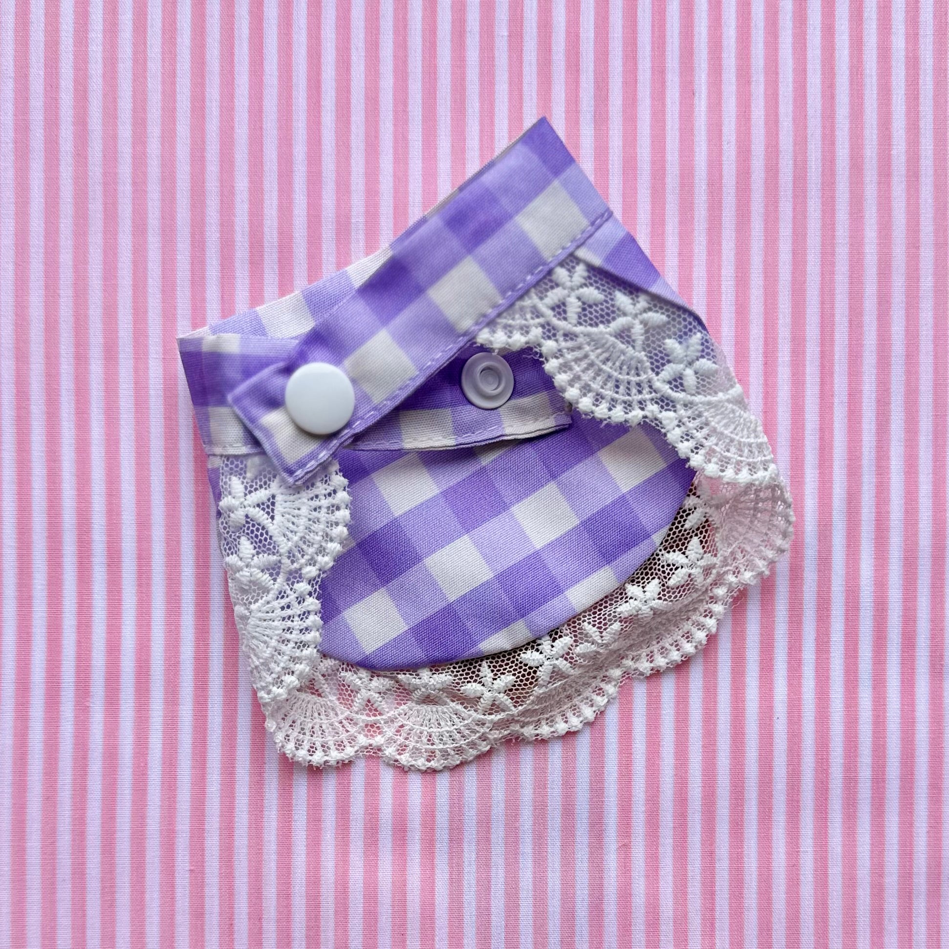 Lilac Gingham Dog Bandana With Patchwork Cherry - Goodest Girl 