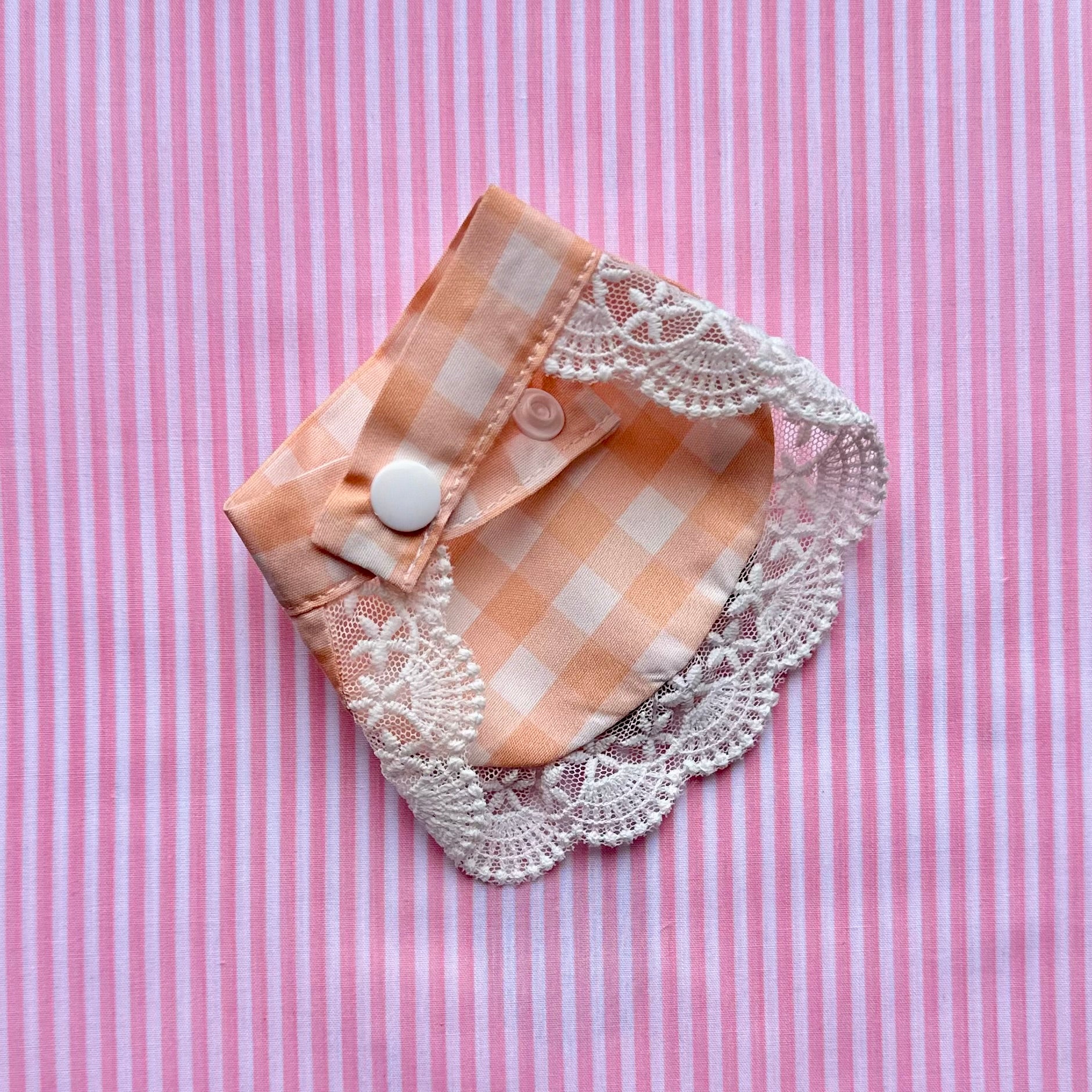 Orange Gingham Dog Bandana With Patchwork Cherry - Goodest Girl 