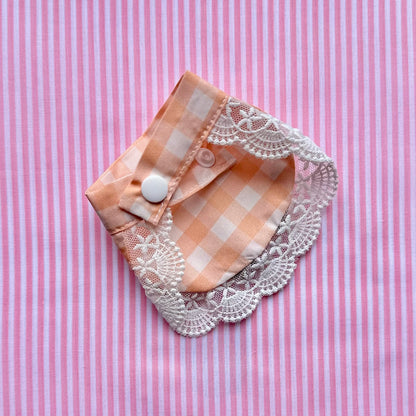 Orange Gingham Dog Bandana With Patchwork Cherry - Goodest Girl 