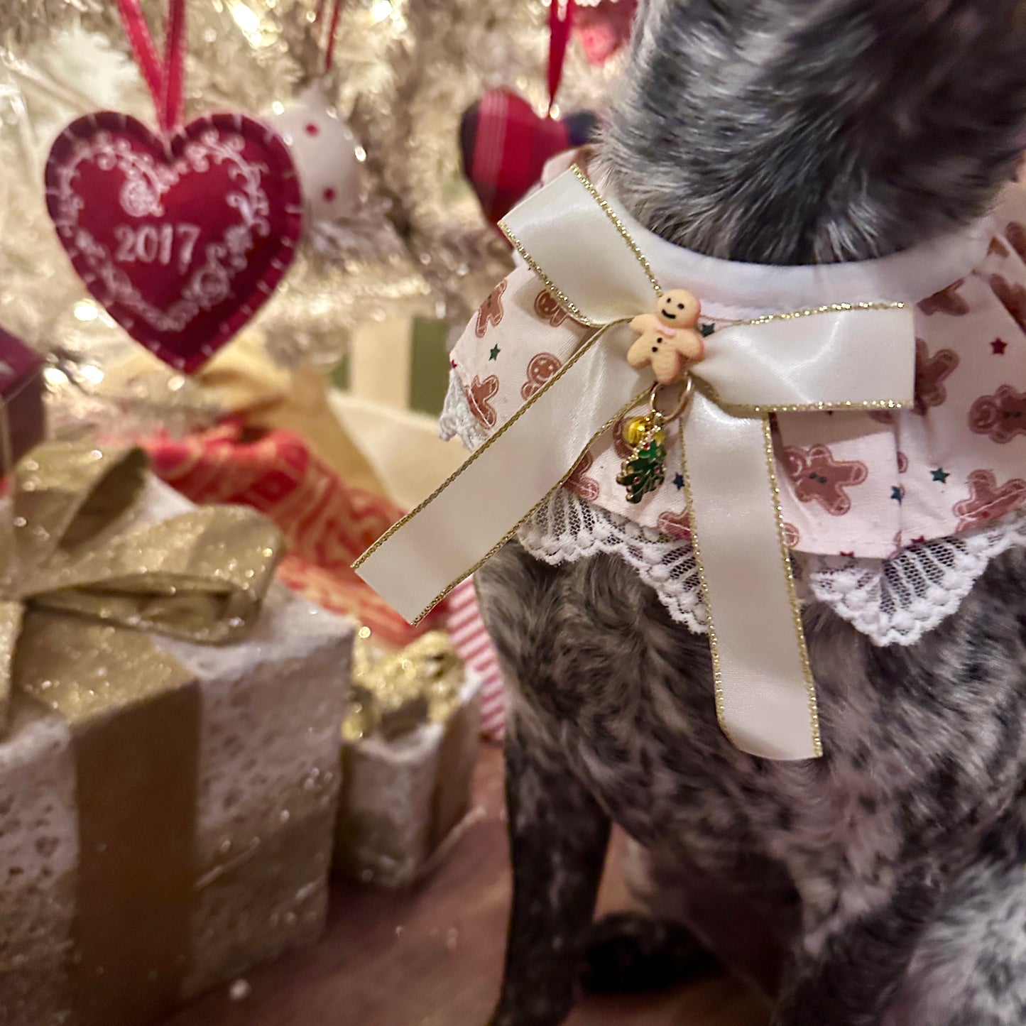 Gingerbread Festive Ruffle Dog Collar