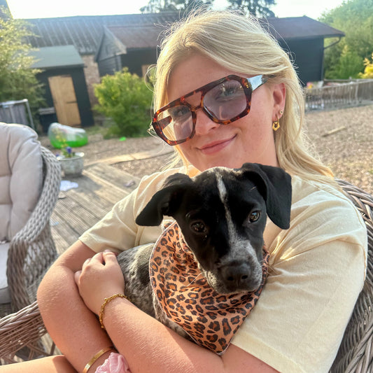 Brown Leopard Print Tie Up Dog Bandana - Goodest Girl 