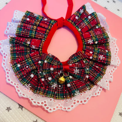 Red and Green Jingle Bell Ruffle Dog Collar