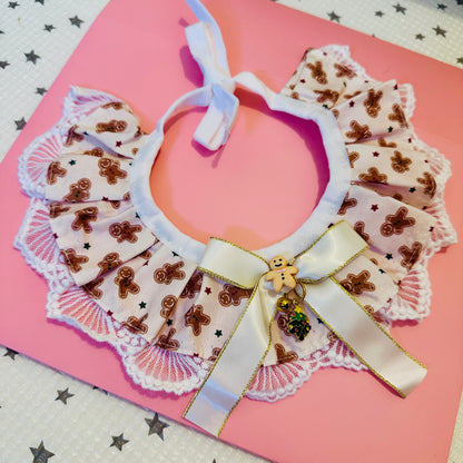 Gingerbread Festive Ruffle Dog Collar