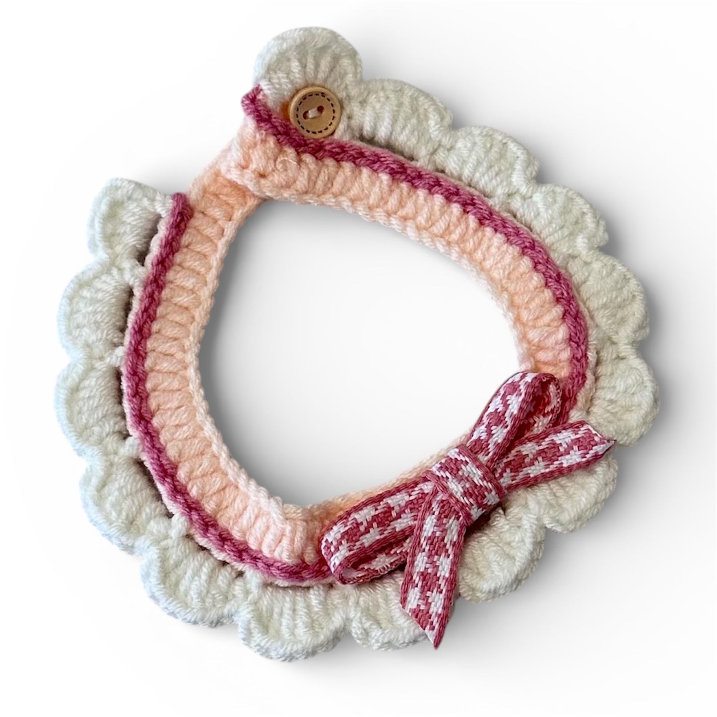 Pink Scalloped Edge Soft Knitted Dog Collar