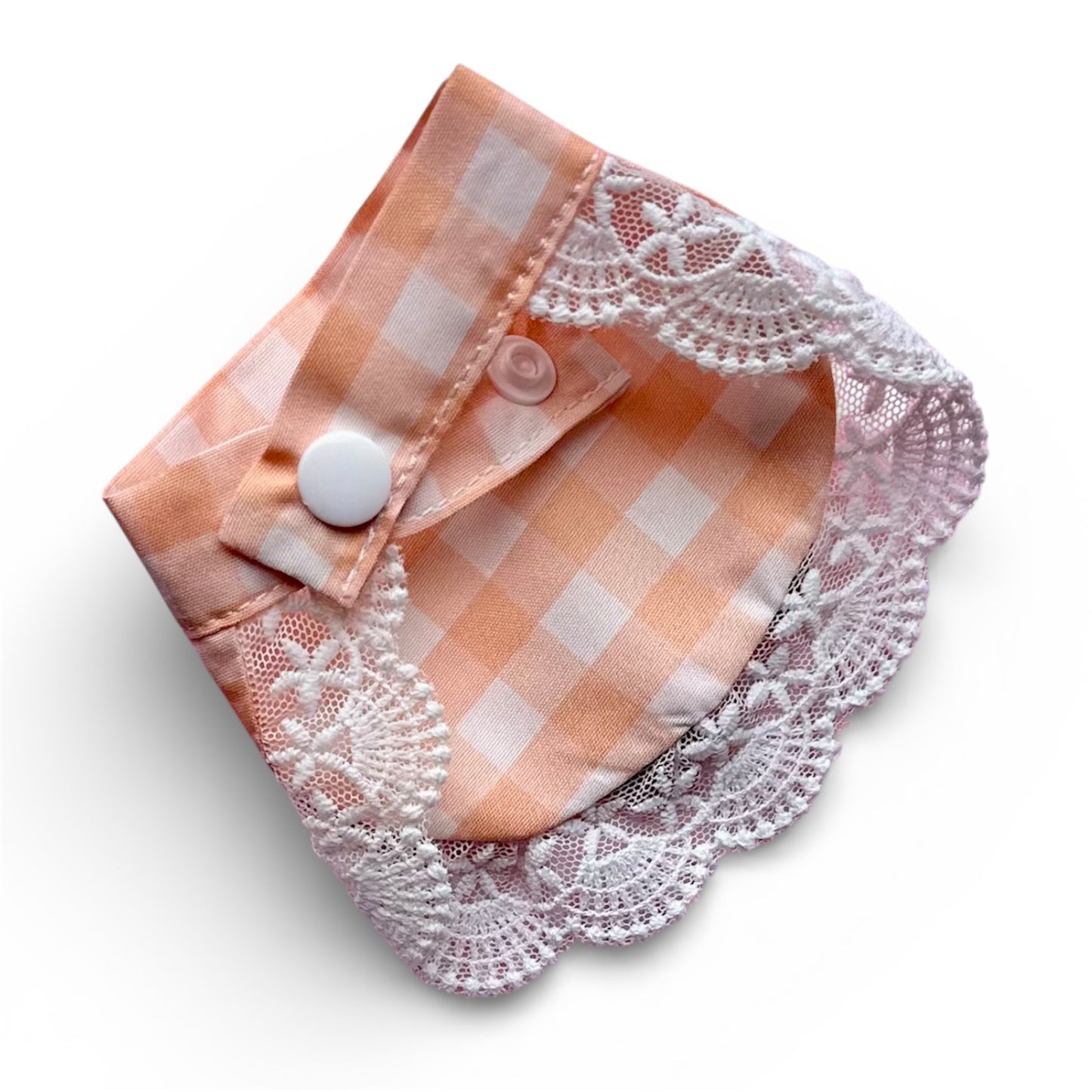 Orange Gingham Dog Bandana With Patchwork Cherry
